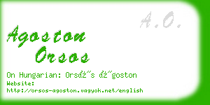 agoston orsos business card